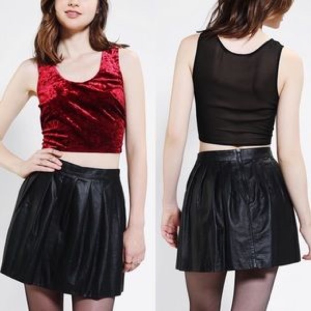Urban Outfitters Red Velvet See Through Crop Top
